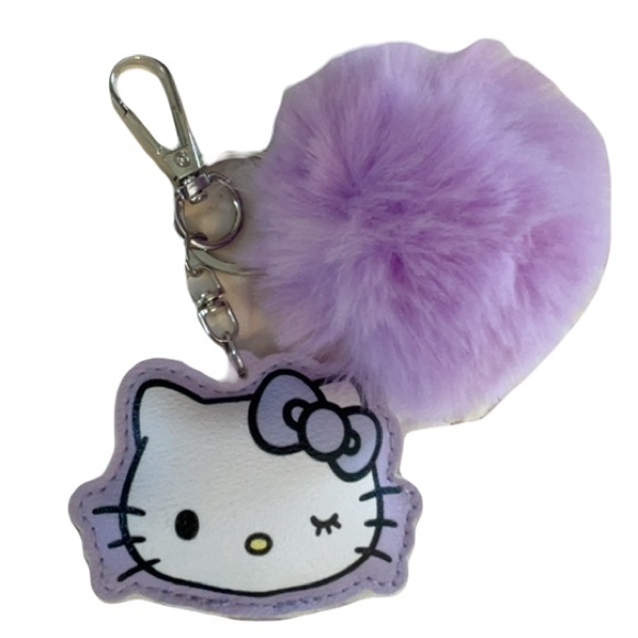 Sanrio Hello Kitty Winking Purple Pom Keychain Bag Charm 2025 New With Tags - Picture 9 of 12